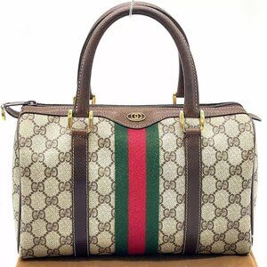 Authentic Gucci GG Supreme web sherry line 40.3841 Boston Bag NS100046